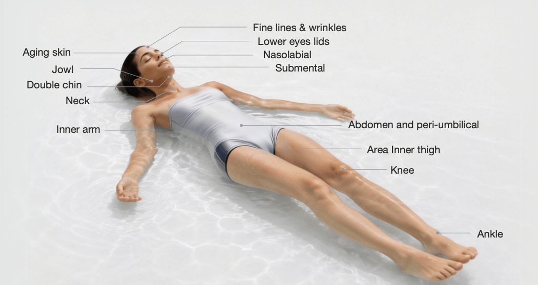 Endolifting target areas, face and body